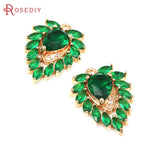 4PCS 18K Brass & Zircon Water Drop Charms Pendants Jewelry Making Supplies