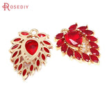 4PCS 18K Brass & Zircon Water Drop Charms Pendants Jewelry Making Supplies
