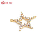4PCS 18K Zircon Star Connect Charms Pendants DIY Jewelry Making