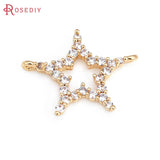 4PCS 18K Zircon Star Connect Charms Pendants DIY Jewelry Making