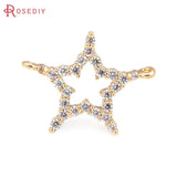 4PCS 18K Zircon Star Connect Charms Pendants DIY Jewelry Making