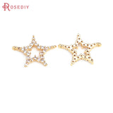 4PCS 18K Zircon Star Connect Charms Pendants DIY Jewelry Making