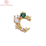 4PCS 18MM Brass Zircon Moon Charms Pendants 24K Plated Jewelry Findings