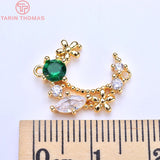 4PCS 18MM Brass Zircon Moon Charms Pendants 24K Plated Jewelry Findings