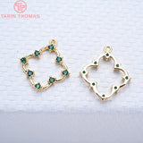 4PCS 18x20MM 24K Plated Brass Square Charms Pendants