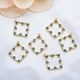 4PCS 18x20MM 24K Plated Brass Square Charms Pendants