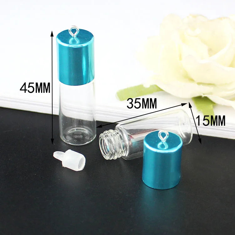 4PCS 2.5ML Glass Bottle Pendant with Screw Cap Perfume Vials DIY Jewelry