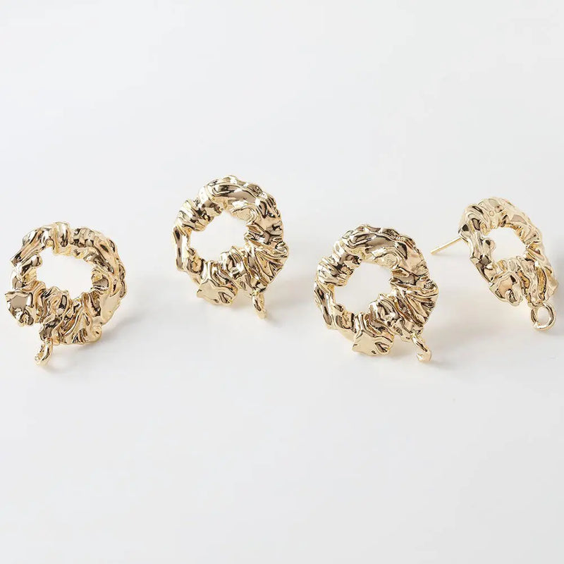 4PCS 20mm 14k Plated Irregular Pendant Studs Earrings Charms DIY Jewelry Making