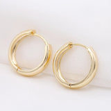 4PCS 24K Brass Round Circle Hoop Earrings Jewelry For Women