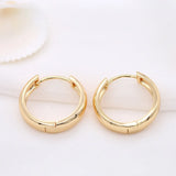 4PCS 24K Brass Round Circle Hoop Earrings Jewelry For Women
