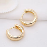 4PCS 24K Brass Round Circle Hoop Earrings Jewelry For Women