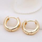 4PCS 24K Brass Round Circle Hoop Earrings Jewelry For Women