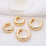 4PCS 24K Brass Round Circle Hoop Earrings Jewelry For Women