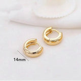 4PCS 24K Brass Round Circle Hoop Earrings Jewelry For Women