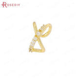 4PCS 24K Brass Zircon Bow-knot Earring Clasps Diy Findings
