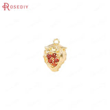 4PCS 24K Brass and Zircon Fruit Charms Pendants for Jewelry Making