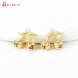 4PCS 24K Brass and Zircon Fruit Charms Pendants for Jewelry Making