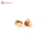 4PCS 24K Brass and Zircon Fruit Charms Pendants for Jewelry Making