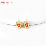 4PCS 24K Brass and Zircon Fruit Charms Pendants for Jewelry Making