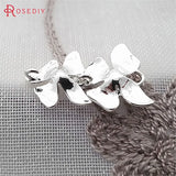 4PCS 24K Silver Brass Tassel Connect Flower Charms Pendants