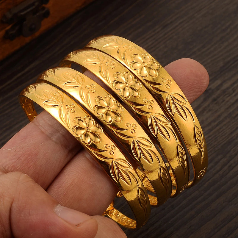 4PCS 24k 65MM Dubai Women Jewerlry Middle East Bangles