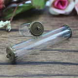 4PCS Glass Tube & Setting Base Vials Pendant Globe Jewelry Findings