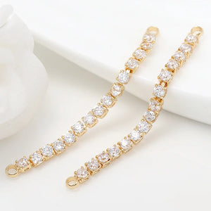 4PCS 30MM 14K Brass Zircon Earrings DIY Jewelry Findings