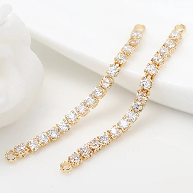 4PCS 30MM 14K Brass Zircon Earrings DIY Jewelry Findings