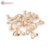 4PCS High Champagne Plated Brass Tree Charms Pendants DIY Jewelry