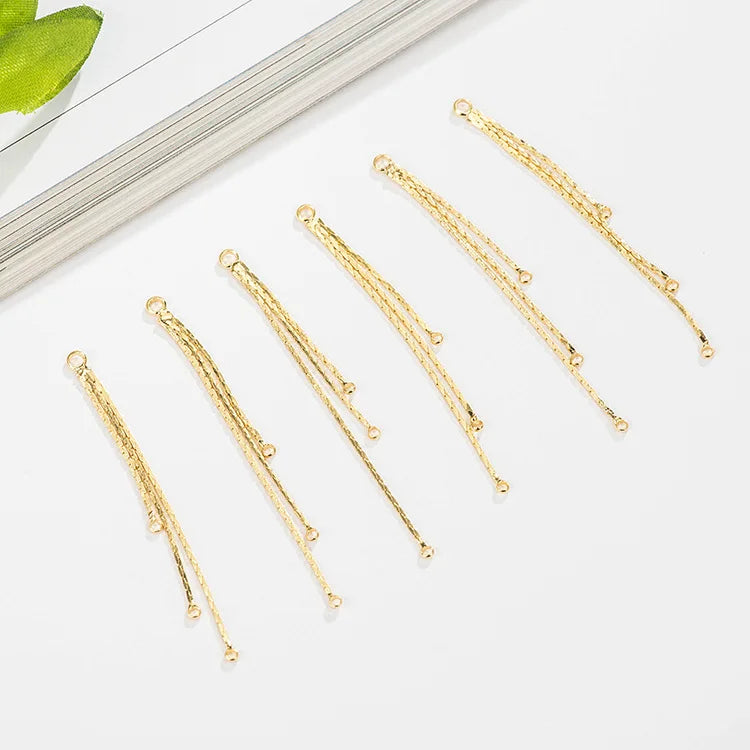 4PCS 53MM 14K Plated Brass Chain Tassel Charms DIY Jewelry Making