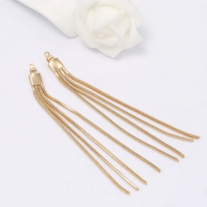 4PCS 6.5CM DIY Earring Accessories Zircon Long Tassel Chain