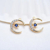 4PCS 24K Plated Brass Zircon Moon Star Charms Pendants