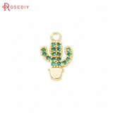 4PCS 7x9MM 24K Brass Cactus Shape Charms Pendants