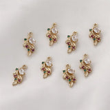 Zircon Flower Necklace Pendant Earrings Charms for Jewelry Making DIY