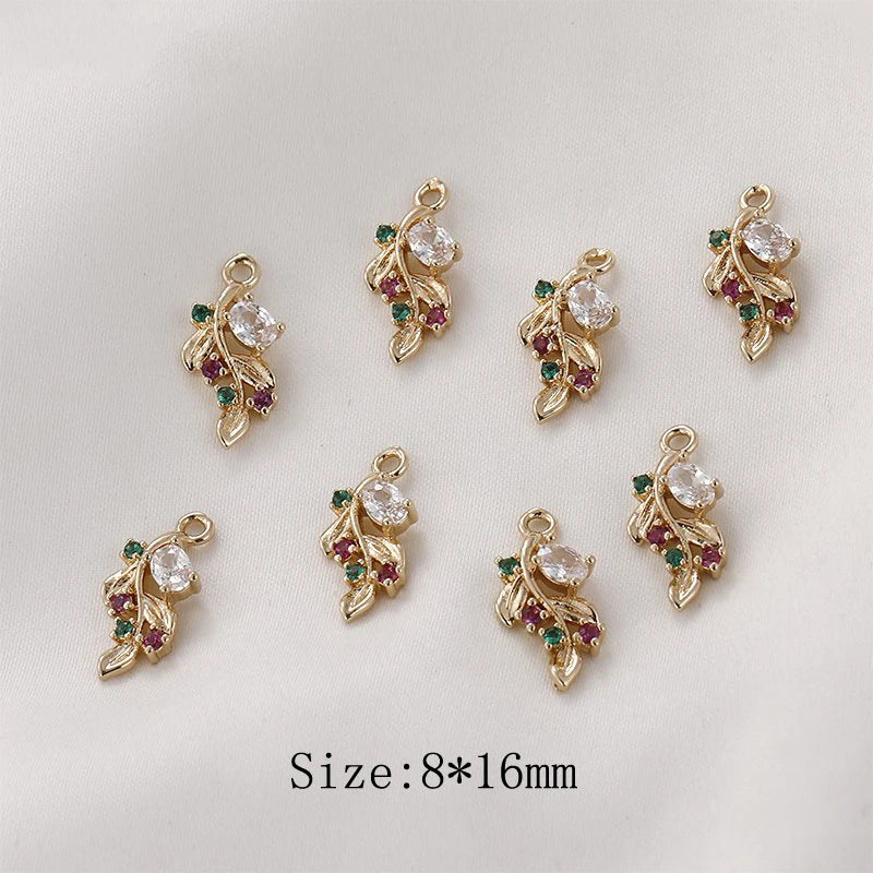 Zircon Flower Necklace Pendant Earrings Charms for Jewelry Making DIY