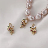 Zircon Flower Necklace Pendant Earrings Charms for Jewelry Making DIY