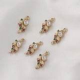 Zircon Flower Necklace Pendant Earrings Charms for Jewelry Making DIY