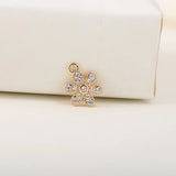 4PCS 9*13MM 14K Brass Zircon Flower Charm Pendants DIY Jewelry Making