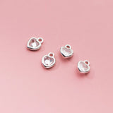 4PCS 925 Silver Zircon Heart Charm Pendant for DIY Jewelry Making