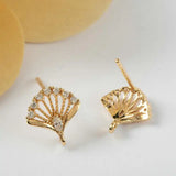 4PCS 9MM 14K Plated Brass Zircon Stud Earrings DIY Jewelry Findings