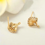 4PCS 9MM 14K Plated Brass Zircon Stud Earrings DIY Jewelry Findings