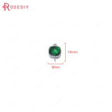 4PCS Brass Square Colourful Glass Beads Charms Diy Jewelry Findings