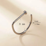 4PCS Titanium PIERC D Shape Nose Ring Nostril Piercing Hoop Septum Rings