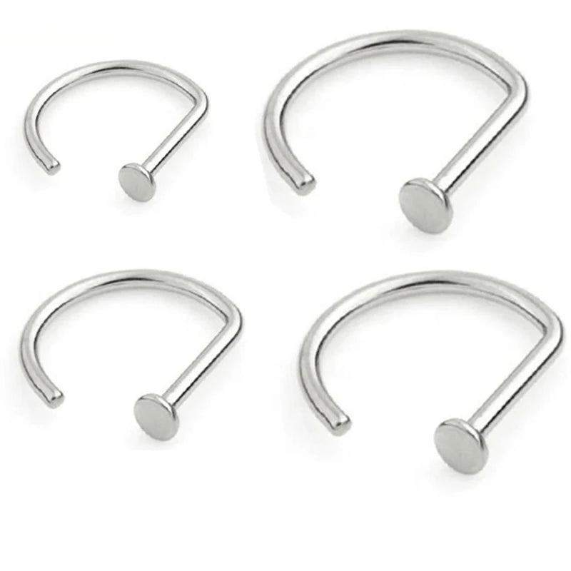 4PCS Titanium PIERC D Shape Nose Ring Nostril Piercing Hoop Septum Rings