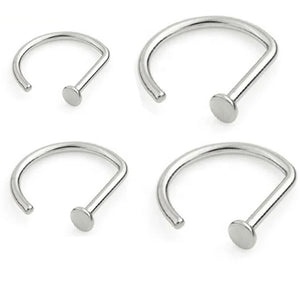 4PCS Titanium PIERC D Shape Nose Ring Nostril Piercing Hoop Septum Rings