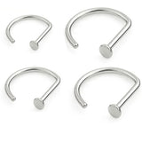 4PCS Titanium PIERC D Shape Nose Ring Nostril Piercing Hoop Septum Rings