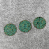 4PCS Antique Bronze Carved Flower Butterfly Charms Pendants 40mm