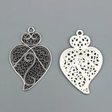 4PCS Antique Filigree Love Viana Heart Charms Pendants for DIY Jewelry