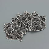 4PCS Antique Filigree Love Viana Heart Charms Pendants for DIY Jewelry