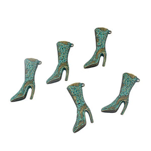 4PCS Antique Large High Heel Boots Charms Pendant DIY Necklace Jewelry 55.5*30mm